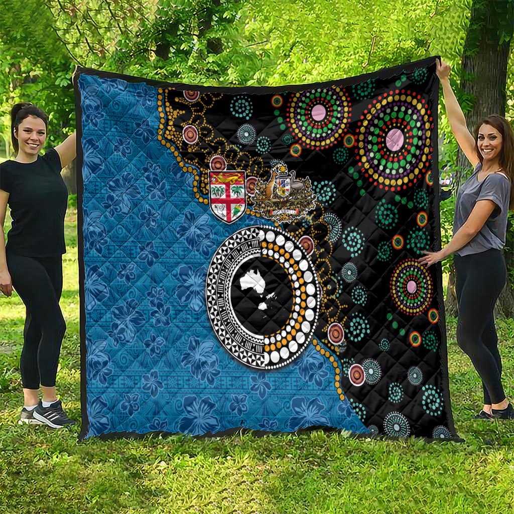 Fiji Palm Tree and Australia Kangaroo Quilt Aboriginal Mix Tapa Pattern