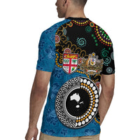 Fiji Palm Tree and Australia Kangaroo Rugby Jersey Aboriginal Mix Tapa Pattern