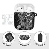 Aotearoa Maori Sea Animals Tribal AirPods Case Manta Ray and Shark Moko Pattern Black Color LT03 - Polynesian Pride