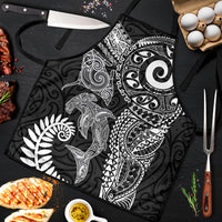 Aotearoa Maori Sea Animals Tribal Apron Manta Ray and Shark Moko Pattern Black Color