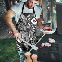 Aotearoa Maori Sea Animals Tribal Apron Manta Ray and Shark Moko Pattern Black Color