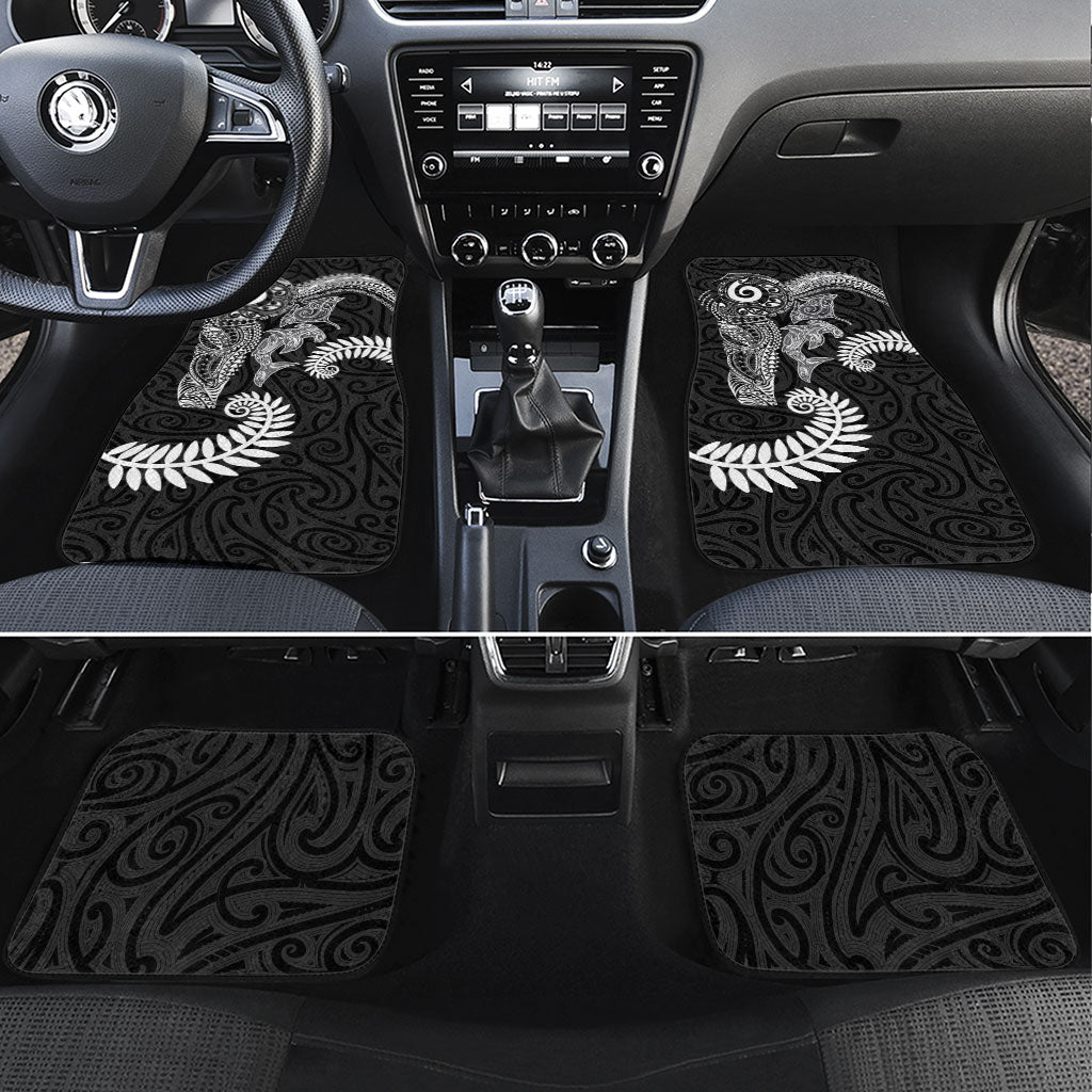 Aotearoa Maori Sea Animals Tribal Car Mats Manta Ray and Shark Moko Pattern Black Color