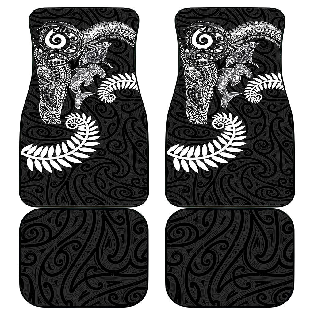 Aotearoa Maori Sea Animals Tribal Car Mats Manta Ray and Shark Moko Pattern Black Color LT03 - Polynesian Pride
