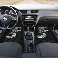 Aotearoa Maori Sea Animals Tribal Car Mats Manta Ray and Shark Moko Pattern Black Color LT03 Set 2pcs - Front Black - Polynesian Pride