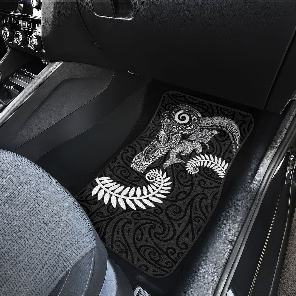 Aotearoa Maori Sea Animals Tribal Car Mats Manta Ray and Shark Moko Pattern Black Color LT03 - Polynesian Pride