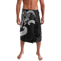 Aotearoa Maori Sea Animals Tribal Lavalava Manta Ray and Shark Moko Pattern Black Color