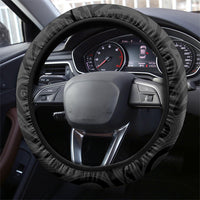 Aotearoa Maori Sea Animals Tribal Steering Wheel Cover Manta Ray and Shark Moko Pattern Black Color