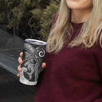 Aotearoa Maori Sea Animals Tribal Tumbler Cup Manta Ray and Shark Moko Pattern Black Color