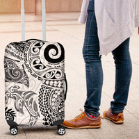 Aotearoa Maori Sea Animals Tribal Luggage Cover Manta Ray and Shark Moko Pattern White Color