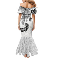Aotearoa Maori Sea Animals Tribal Mermaid Dress Manta Ray and Shark Moko Pattern White Color
