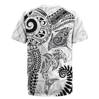 Aotearoa Maori Sea Animals Tribal Rugby Jersey Manta Ray and Shark Moko Pattern White Color