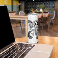 Aotearoa Maori Sea Animals Tribal Skinny Tumbler Manta Ray and Shark Moko Pattern White Color LT03 - Polynesian Pride