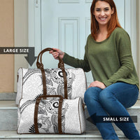 Aotearoa Maori Sea Animals Tribal Travel Bag Manta Ray and Shark Moko Pattern White Color