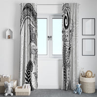 Aotearoa Maori Sea Animals Tribal Window Curtain Manta Ray and Shark Moko Pattern White Color