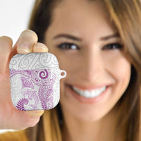 Aotearoa Maori Sea Animals Tribal AirPods Case Manta Ray and Shark Moko Pattern Pink Color