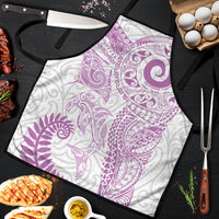 Aotearoa Maori Sea Animals Tribal Apron Manta Ray and Shark Moko Pattern Pink Color
