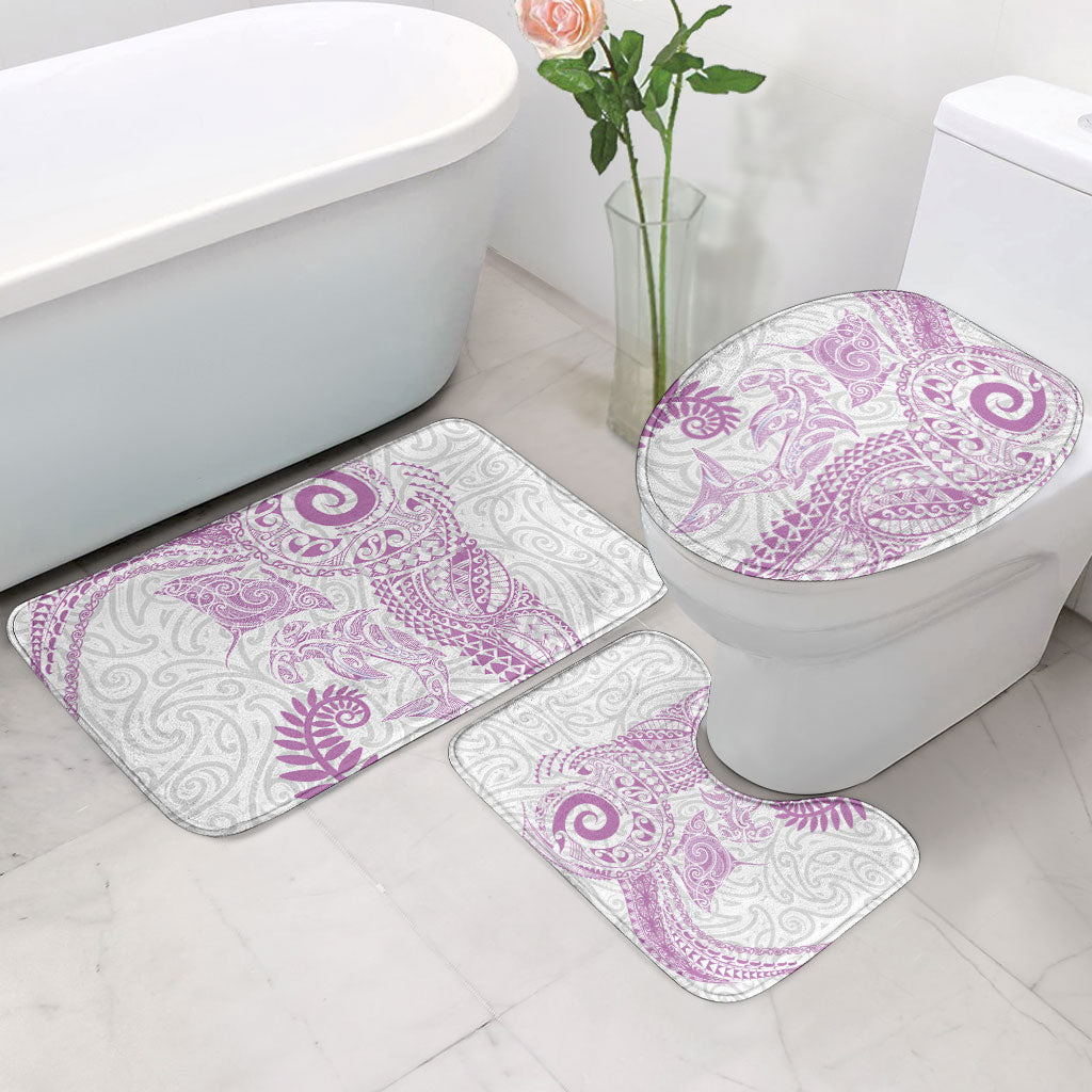 Aotearoa Maori Sea Animals Tribal Bathroom Set Manta Ray and Shark Moko Pattern Pink Color