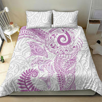 Aotearoa Maori Sea Animals Tribal Bedding Set Manta Ray and Shark Moko Pattern Pink Color