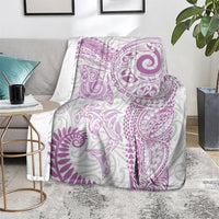 Aotearoa Maori Sea Animals Tribal Blanket Manta Ray and Shark Moko Pattern Pink Color