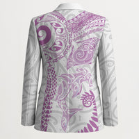 Aotearoa Maori Sea Animals Tribal Blazer Manta Ray and Shark Moko Pattern Pink Color