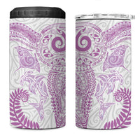 Aotearoa Maori Sea Animals Tribal 4 in 1 Can Cooler Tumbler Manta Ray and Shark Moko Pattern Pink Color LT03 One Size: 16 oz Pink - Polynesian Pride