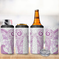 Aotearoa Maori Sea Animals Tribal 4 in 1 Can Cooler Tumbler Manta Ray and Shark Moko Pattern Pink Color LT03 - Polynesian Pride