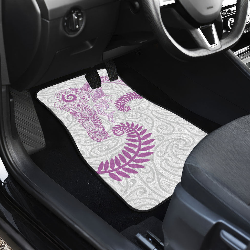 Aotearoa Maori Sea Animals Tribal Car Mats Manta Ray and Shark Moko Pattern Pink Color