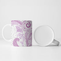 Aotearoa Maori Sea Animals Tribal Ceramic Mug Manta Ray and Shark Moko Pattern Pink Color