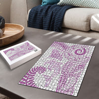 Aotearoa Maori Sea Animals Tribal Puzzle Manta Ray and Shark Moko Pattern Pink Color