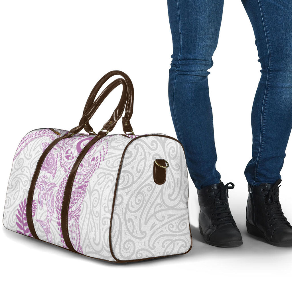 Aotearoa Maori Sea Animals Tribal Travel Bag Manta Ray and Shark Moko Pattern Pink Color LT03 - Polynesian Pride