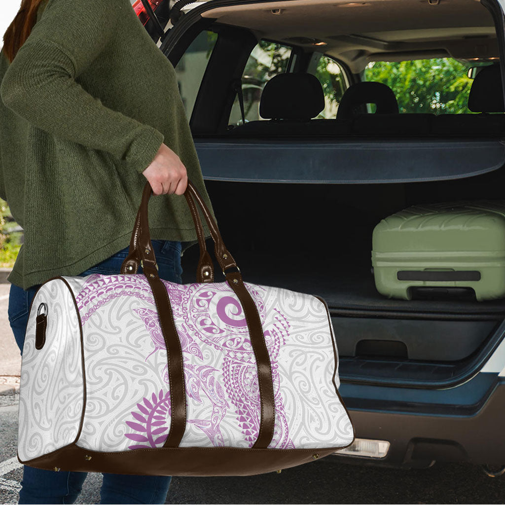 Aotearoa Maori Sea Animals Tribal Travel Bag Manta Ray and Shark Moko Pattern Pink Color LT03 - Polynesian Pride