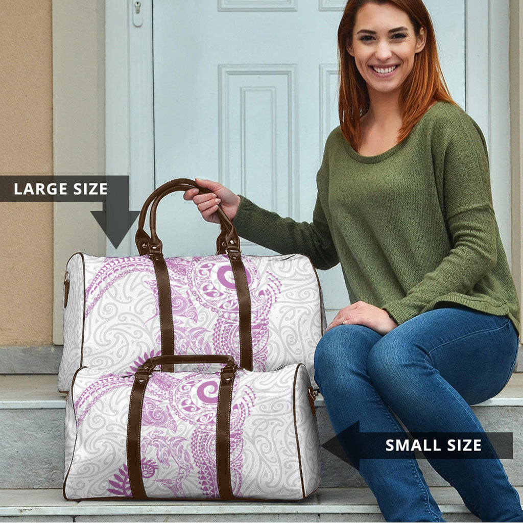 Aotearoa Maori Sea Animals Tribal Travel Bag Manta Ray and Shark Moko Pattern Pink Color LT03 - Polynesian Pride