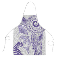 Aotearoa Maori Sea Animals Tribal Apron Manta Ray and Shark Moko Pattern Purple Color