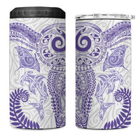 Aotearoa Maori Sea Animals Tribal 4 in 1 Can Cooler Tumbler Manta Ray and Shark Moko Pattern Purple Color LT03 One Size: 16 oz Purple - Polynesian Pride
