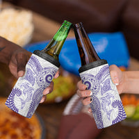 Aotearoa Maori Sea Animals Tribal 4 in 1 Can Cooler Tumbler Manta Ray and Shark Moko Pattern Purple Color LT03 - Polynesian Pride