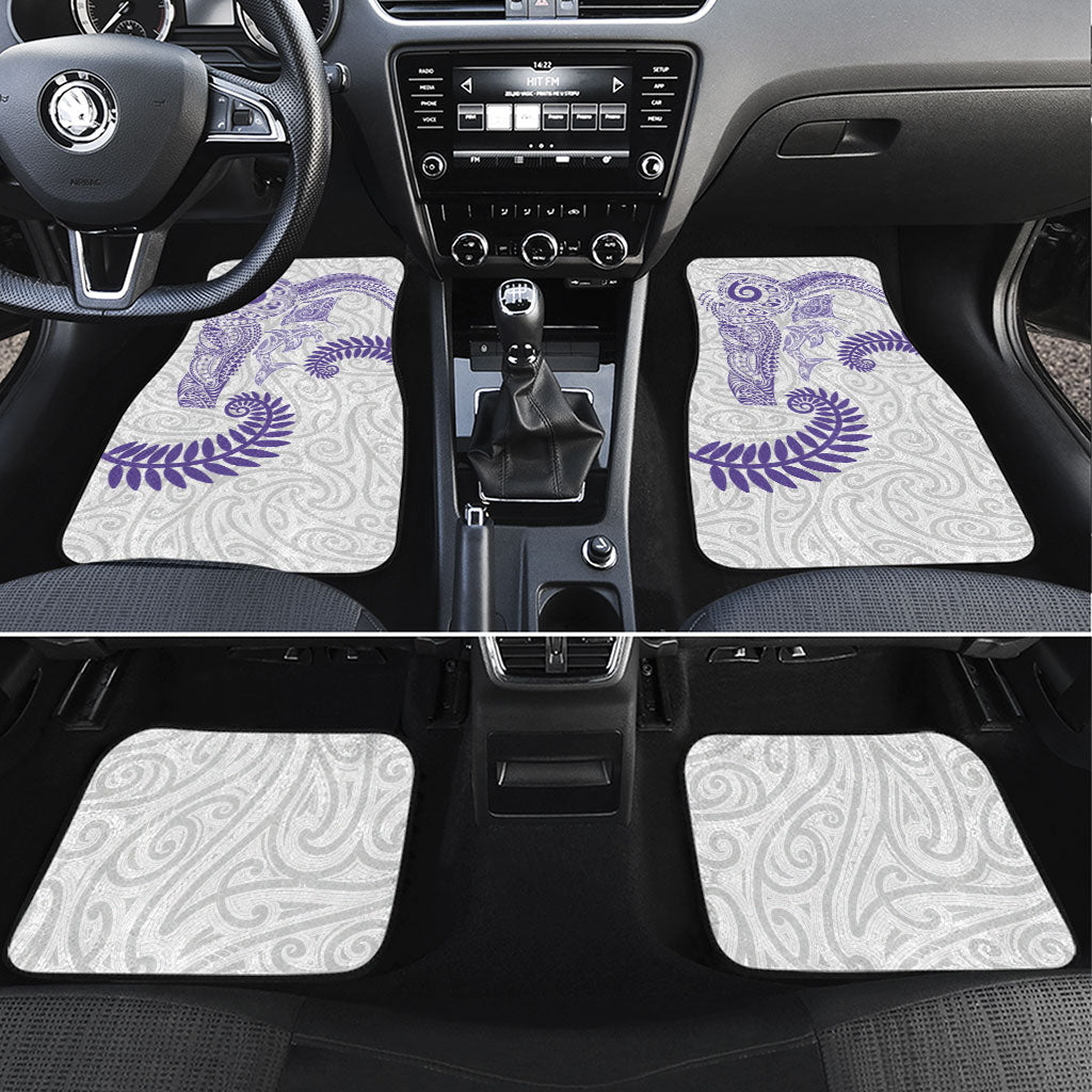 Aotearoa Maori Sea Animals Tribal Car Mats Manta Ray and Shark Moko Pattern Purple Color