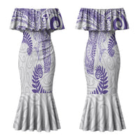 Aotearoa Maori Sea Animals Tribal Couples Matching Mermaid Dress and Hawaiian Shirt Manta Ray and Shark Moko Pattern Purple Color LT03 - Polynesian Pride