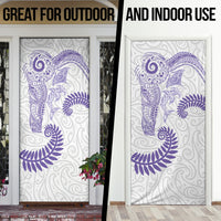 Aotearoa Maori Sea Animals Tribal Door Cover Manta Ray and Shark Moko Pattern Purple Color