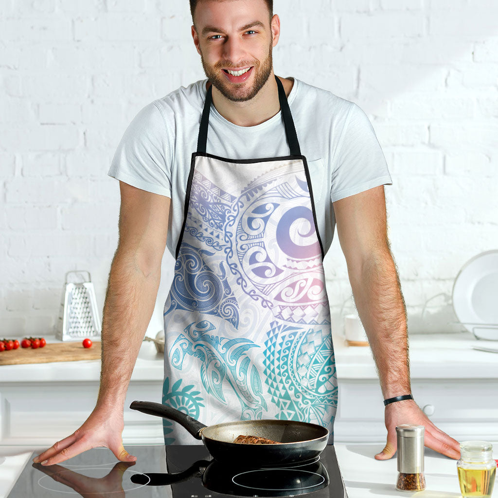 Aotearoa Maori Sea Animals Tribal Apron Manta Ray and Shark Moko Pattern Sweet Pastel