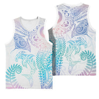Aotearoa Maori Sea Animals Tribal Basketball Jersey Manta Ray and Shark Moko Pattern Sweet Pastel
