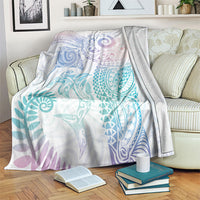 Aotearoa Maori Sea Animals Tribal Blanket Manta Ray and Shark Moko Pattern Sweet Pastel