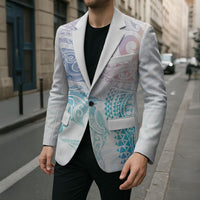 Aotearoa Maori Sea Animals Tribal Blazer Manta Ray and Shark Moko Pattern Sweet Pastel