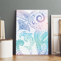 Aotearoa Maori Sea Animals Tribal Canvas Wall Art Manta Ray and Shark Moko Pattern Sweet Pastel