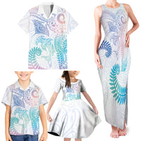 Aotearoa Maori Sea Animals Tribal Family Matching Tank Maxi Dress and Hawaiian Shirt Manta Ray and Shark Moko Pattern Sweet Pastel LT03 - Polynesian Pride