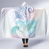 Aotearoa Maori Sea Animals Tribal Hooded Blanket Manta Ray and Shark Moko Pattern Sweet Pastel LT03 One Size Multicolor - Polynesian Pride