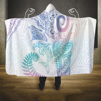 Aotearoa Maori Sea Animals Tribal Hooded Blanket Manta Ray and Shark Moko Pattern Sweet Pastel LT03 - Polynesian Pride