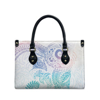 Aotearoa Maori Sea Animals Tribal Leather Bag Manta Ray and Shark Moko Pattern Sweet Pastel