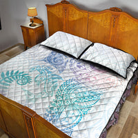 Aotearoa Maori Sea Animals Tribal Quilt Bed Set Manta Ray and Shark Moko Pattern Sweet Pastel
