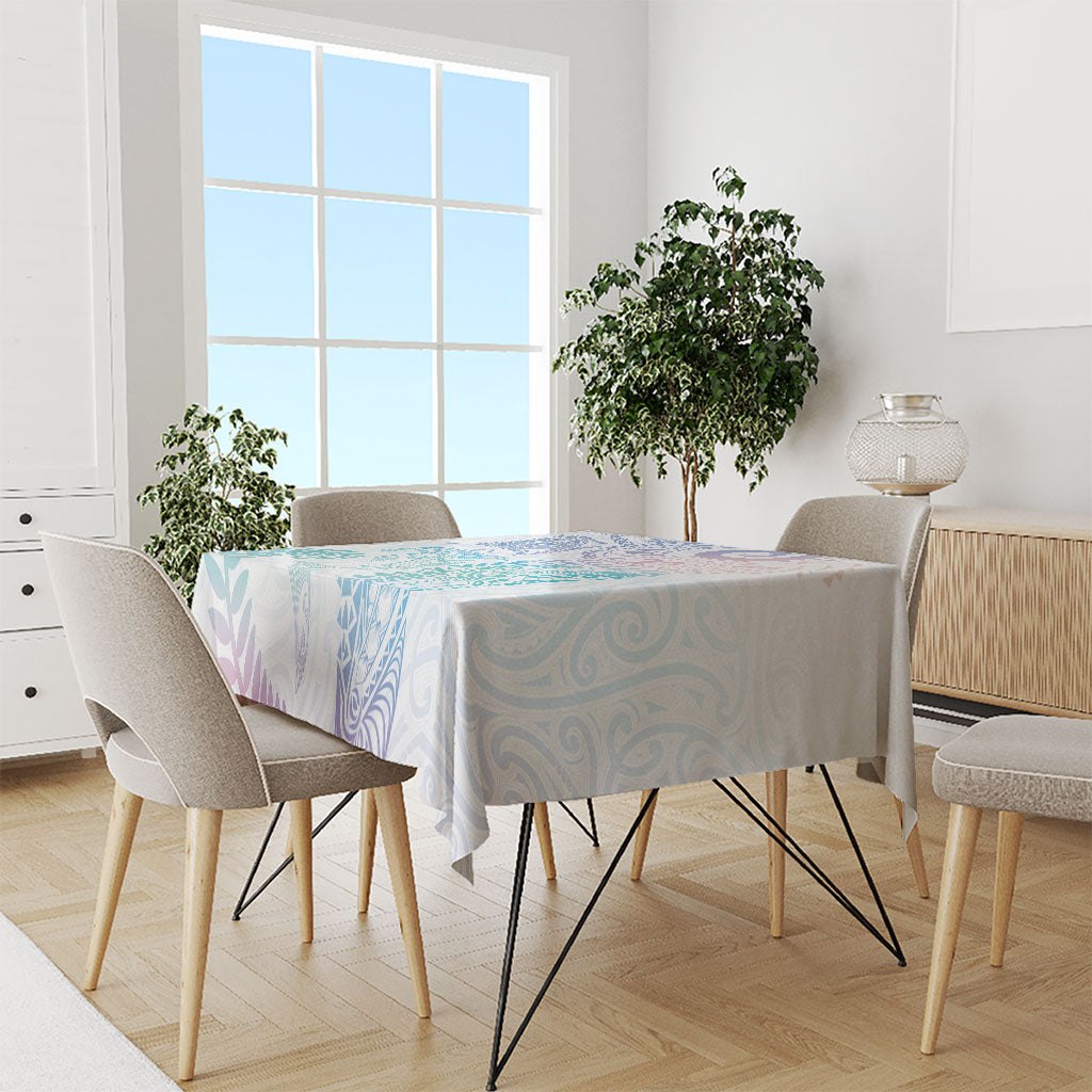 Aotearoa Maori Sea Animals Tribal Tablecloth Manta Ray and Shark Moko Pattern Sweet Pastel