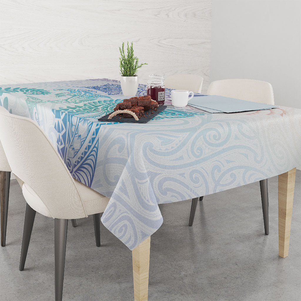 Aotearoa Maori Sea Animals Tribal Tablecloth Manta Ray and Shark Moko Pattern Sweet Pastel